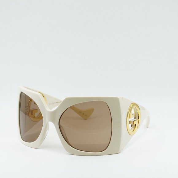 FINAL PRICE NEW GUCCI GG1255S 002 IVORY LIGHT BROWN SS’23 SUNGLASSES - Picture 4 of 11